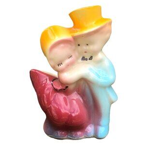 Vintage 1950s Shawnee Dancing Couple Planter Pink Blue Yellow MCM